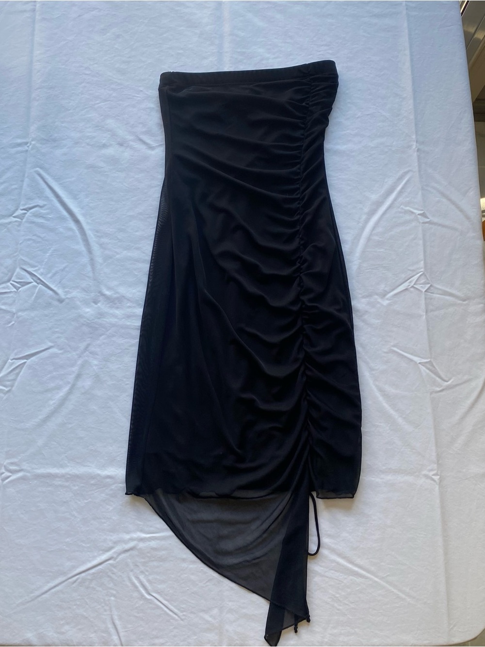 le chateau Black Asymmetrical Ruched Women's Dress